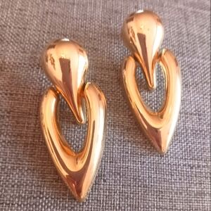 80s Style Glam Goldtone Chunky Fashion Earrings - Pre-loved (2")
